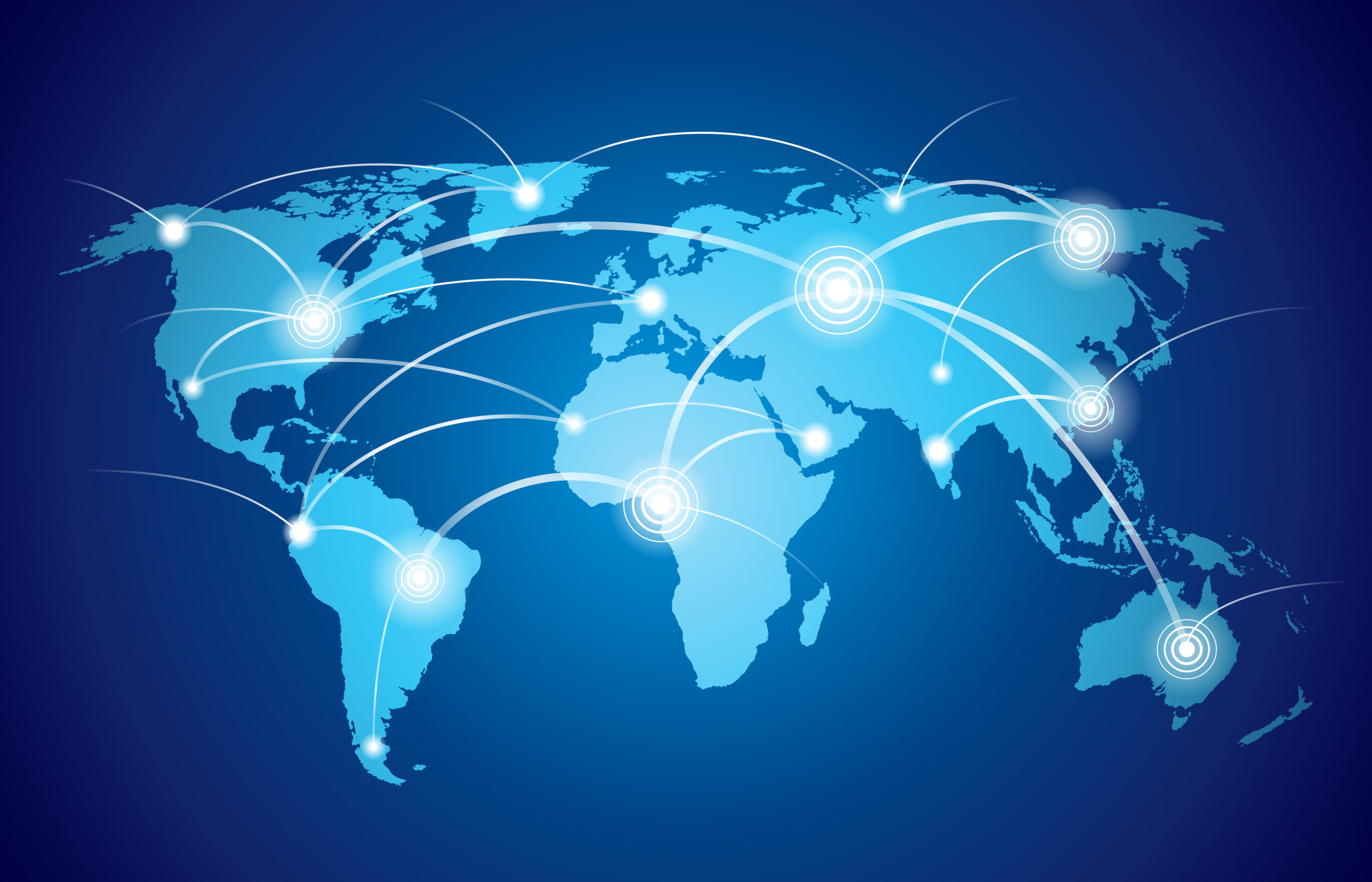 world map with global network